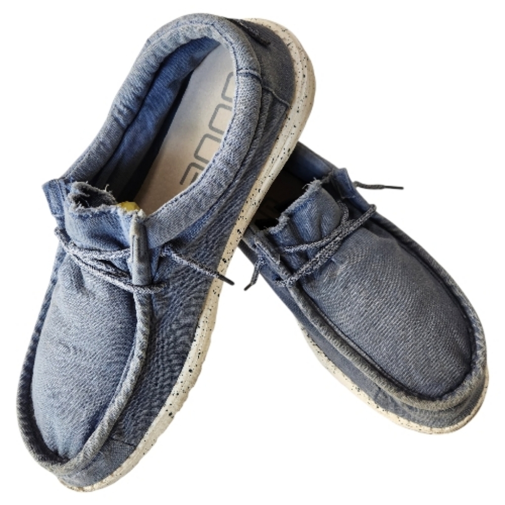 Hey Dude Men's Wally Washed Steel Blue Slip On Shoes Size 10